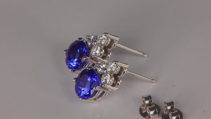 14K White Gold 2.37 Carat Tanzanite Earrings with Diamonds