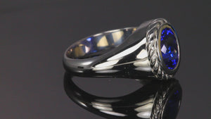 14K White Gold Oval Tanzanite Ring 3.89 Carats Designed by Christopher Michael