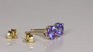 14K Yellow Gold 1ct Tanzanite Studs- 20% OFF W/CODE PAIR20