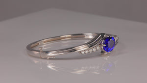 14K White Gold Tanzanite and Diamond Bangle Bracelet 4.01 Carats