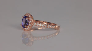 14K Rose Gold .95 Carat Tanzanite and Diamond Ring