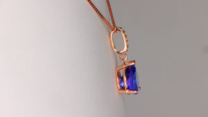 14K Rose Gold Tanzanite and Diamond Pendant 2.43 Carats