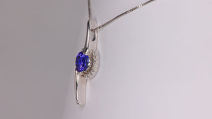 14K White Gold 2.94 Carat Tanzanite and Diamond Pendant