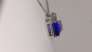 14K White Gold Keystone Tanzanite Pendant 8.71 Carats With Diamonds