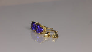 14K Yellow Gold Oval Cut Tanzanite Stud Earrings 2.47 Carats