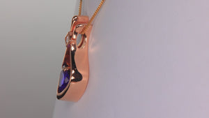 Trilliant Tanzanite Pendant Design by Christopher Michael in 14k Rose Gold 3.55ct