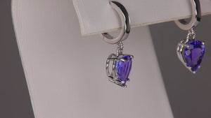 14K White Gold Tanzanite Huggie Drop Earrings 4.96 Carats