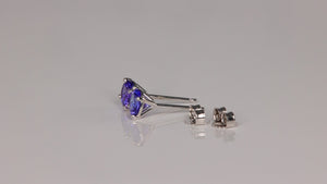 14K White Gold Tanzanite Stud Earrings .99 Carats