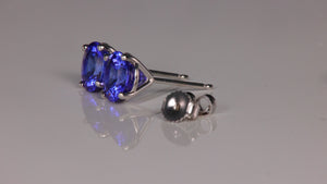 14K White Gold 2.63 Carat Round Brilliant Tanzanite Stud Earrings