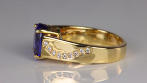 14K Yellow Gold Tanzanite And Diamond Ring 3.26 Carats By Christopher Michael