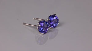 14K White Gold Round Brilliant Tanzanite Studs 1.85 Carats