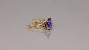 14K Yellow Gold Round Brilliant Tanzanite Studs 1.49 Carats