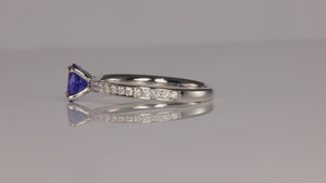 14K White Gold Round Brilliant Tanzanite Ring with Diamonds 1.08 Carats