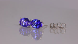 14K White Gold Oval Tanzanite Earrings 1.47 Carats