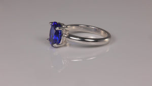 14K White Gold Oval Tanzanite Solitaire Ring 2.94 Carats