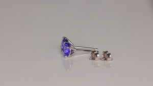 14K White Gold Round Brilliant 1.37 Carat Tanzanite Studs