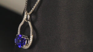 14K White Gold Oval Tanzanite and Diamond Pendant by Christopher Michael 8.70 Carats