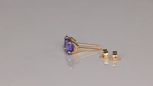 14K Yellow Gold 1.33 Carat Round Brilliant Tanzanite Studs