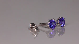 14K White Gold Tanzanite Stud Earrings 1.11 Carats