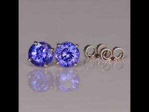 14K White Gold Tanzanite Stud Earrings 1.43 Carats