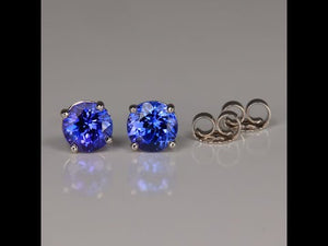 14K White Gold Tanzanite Stud Earrings 1.65 Carats