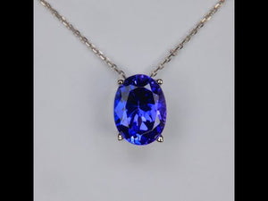 14K White Gold Diamond Cut Cable Tanzanite Necklace 1.50 Carats