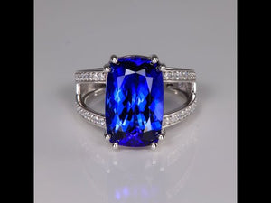 NEW 14K White Gold Tanzanite and Diamond Ring by Alice Reynolds 8.08 Carats