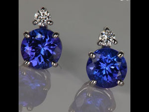 1.89ctw Tanzanite and Diamond Earrings in 14k White Gold