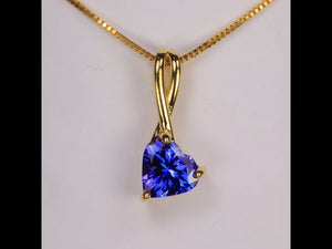 14K Yellow Gold Tanzanite Heart Pendant 1.53 Carats