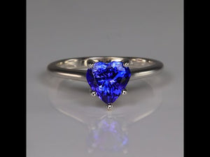 14K White Gold Heart Shape Tanzanite Ring 1.81 Carats