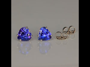 14K White Gold Heart Shape Brilliant Tanzanite Earrings 1.70 Carats