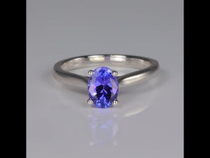 14K White Gold Tanzanite Solitaire Ring 1.31 Carats