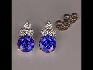 14K White Gold 2.37 Carat Tanzanite Earrings with Diamonds