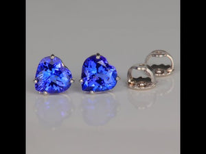 14K White Gold Heart Shape Brilliant Tanzanite Earrings 2.74 Carats