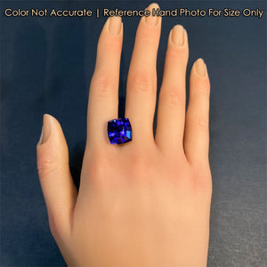 large tanzanite gem on hand