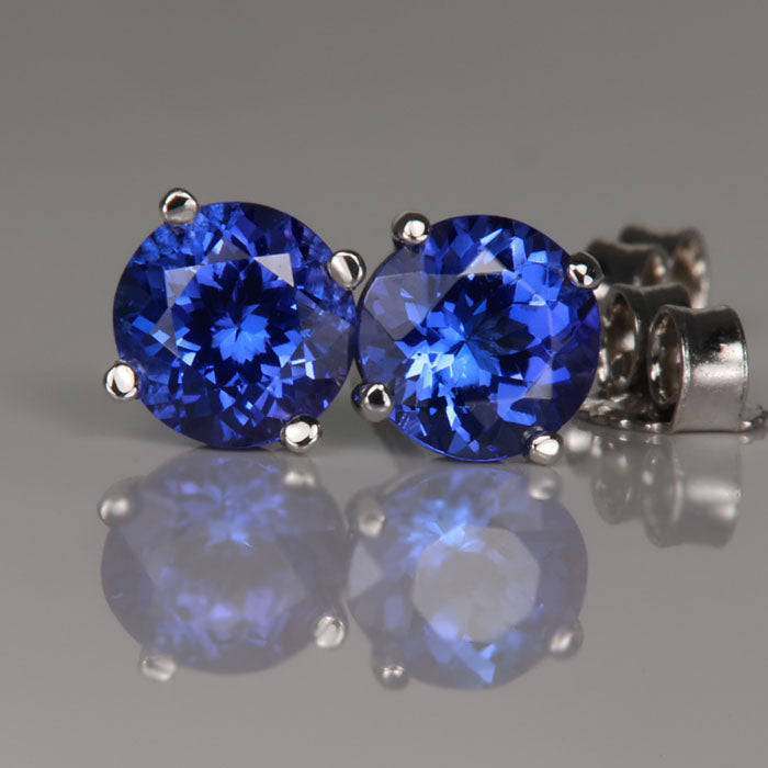 tanzanite stud earrings 1.52 carats 14k white gold