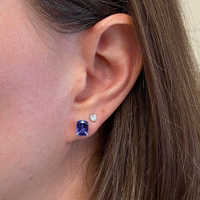 14K White Gold and Tanzanite Earrings 2.98 Carats - Tanzanite