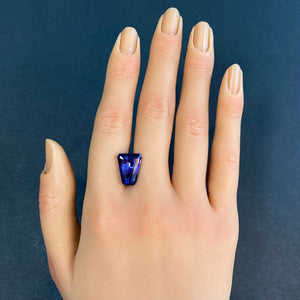 gemstone tanzanite on hand 