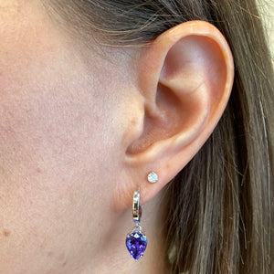 pear shape tanzanite huggie hoops 