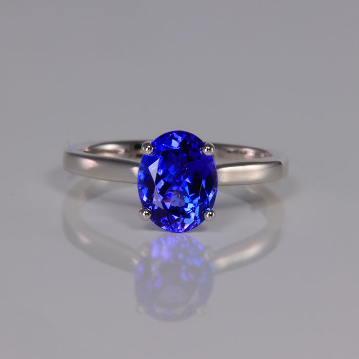 oval cut tanzanite solitaire ring white gold