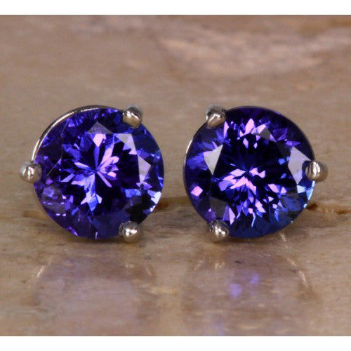 Tanzanite Earrings 2.76 Carat Blue Violet Exceptional Color