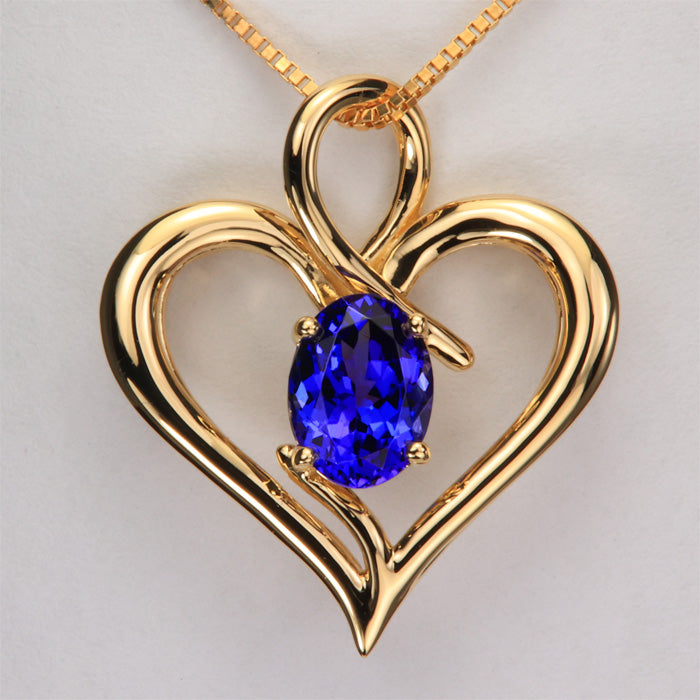 Oval Tanzanite Heart Pendan