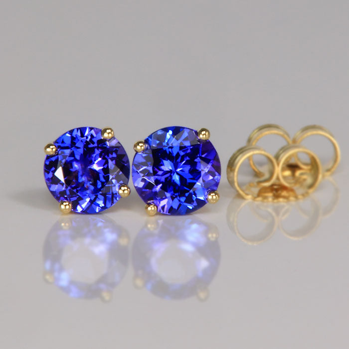 Round Tanzanite Stud Earrings