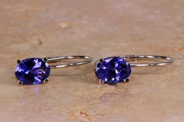 Tanzanite Earrings 2.19 Carat Blue Violet Exceptional Color