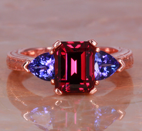 Rhodolite Garnet Ring 3.62 Carat