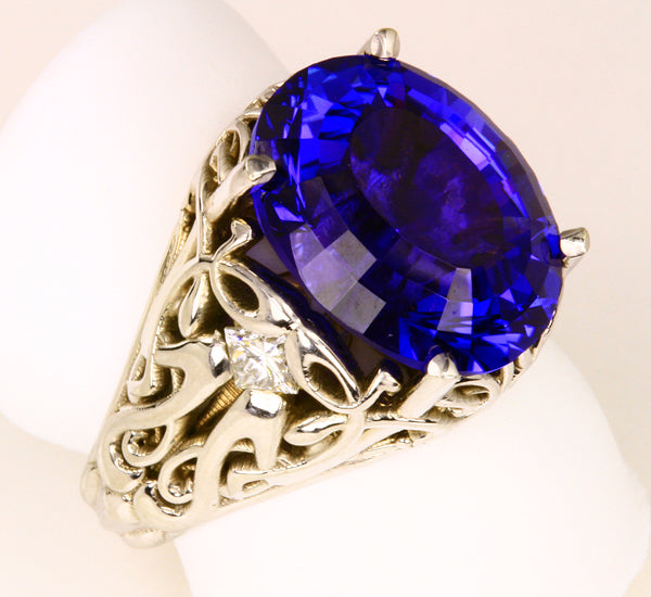 Christopher Michael Design Art Nouveau Large Oval Tanzanite Ring