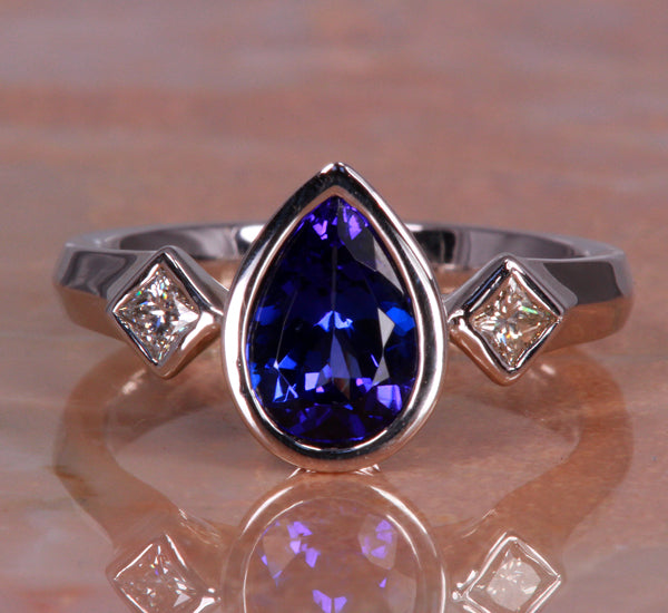 Tanzanite Pear Shape Ring in White Gold by Christopher Michael