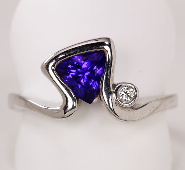 Trillion Tanzanite Ring With Diamond