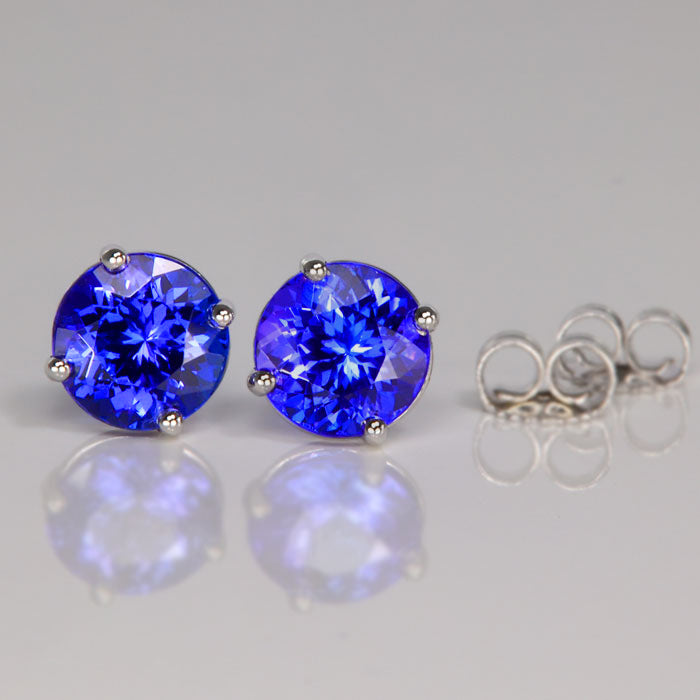 Round Tanzanite Stud Earrings