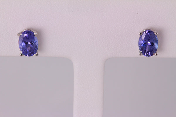 Gold Oval Tanzanite Stud Earrings